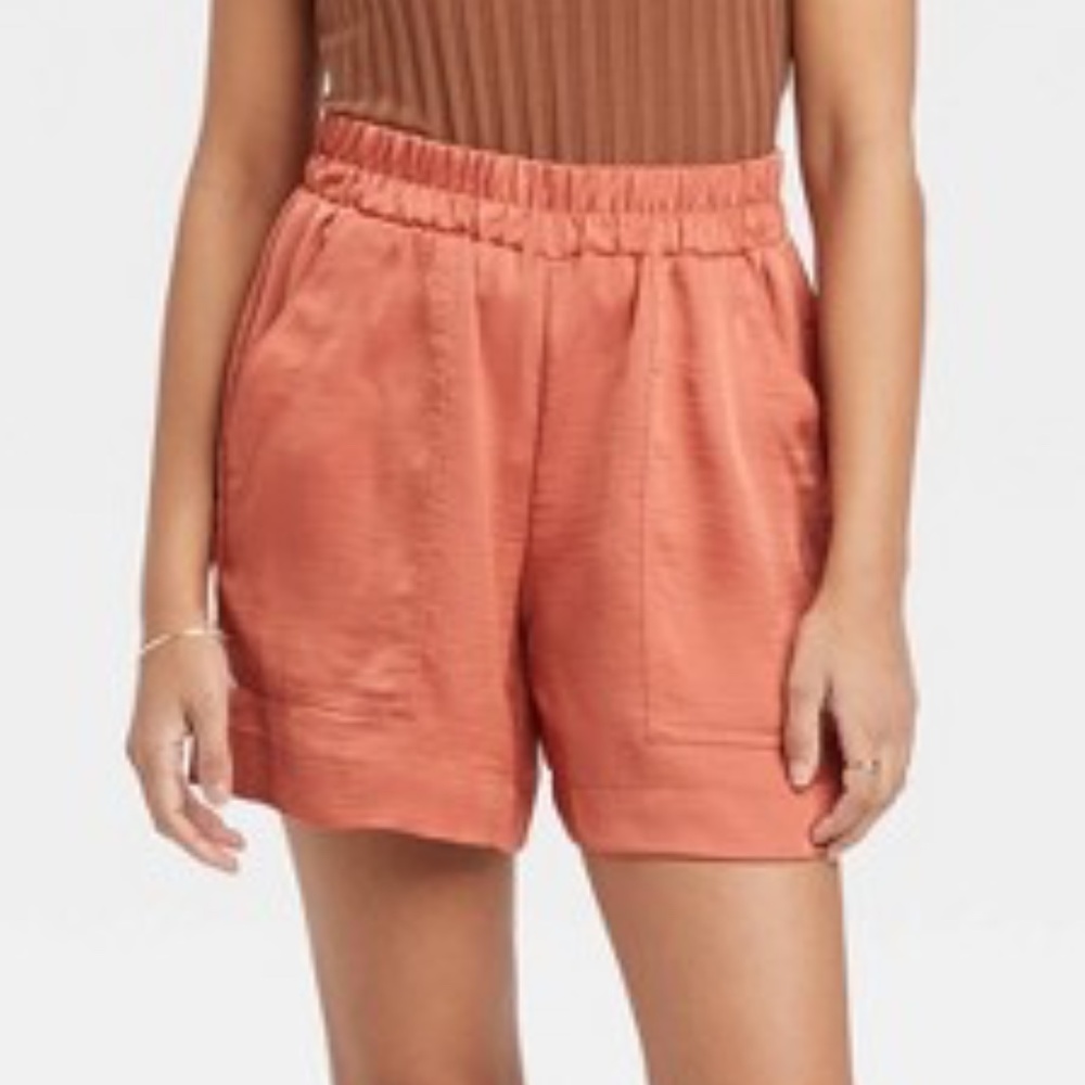 Target A New Day Satin High-Rise Salmon Color Shorts w/ Pockets - Size Small